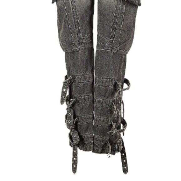 BALMAIN PARIS Black cotton jeans oversized pockets, buckle detail, EU 40 / US 8 - Picture 9 of 13